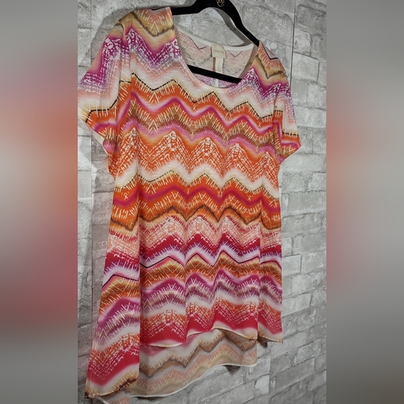 Chico's Zig Zag Print High-low Tee Shirt - Picture 2 of 5